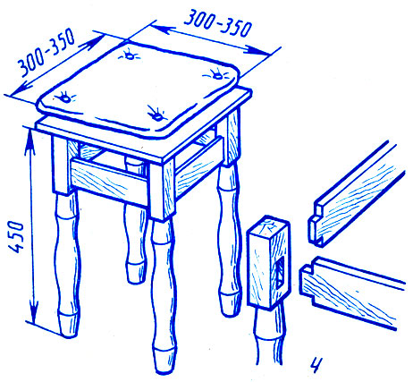 Чертеж табурета из дерева