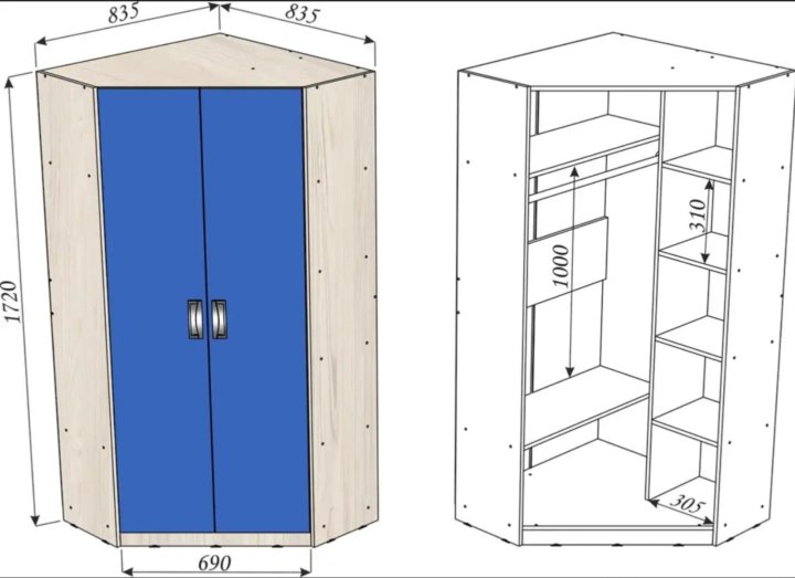 Угловой шкаф в детскую комнату для одежды