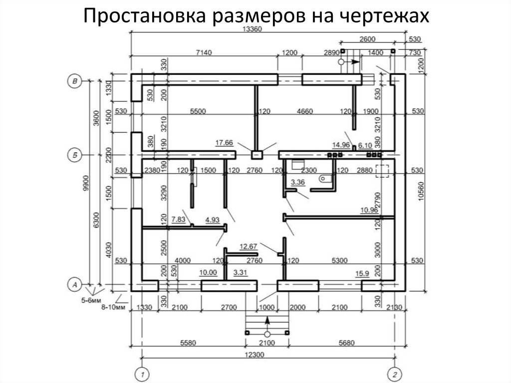 Правильное расположение осей на чертеже