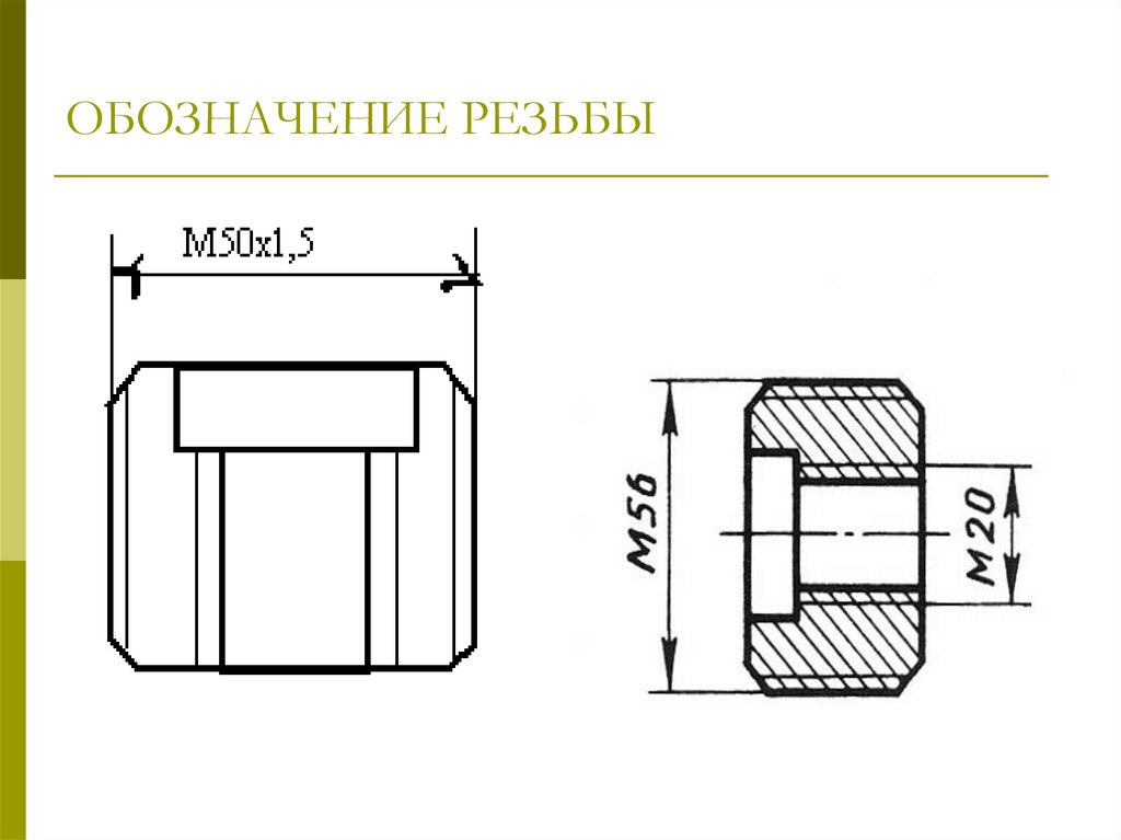 Как обозначается глубина резьбы на чертеже