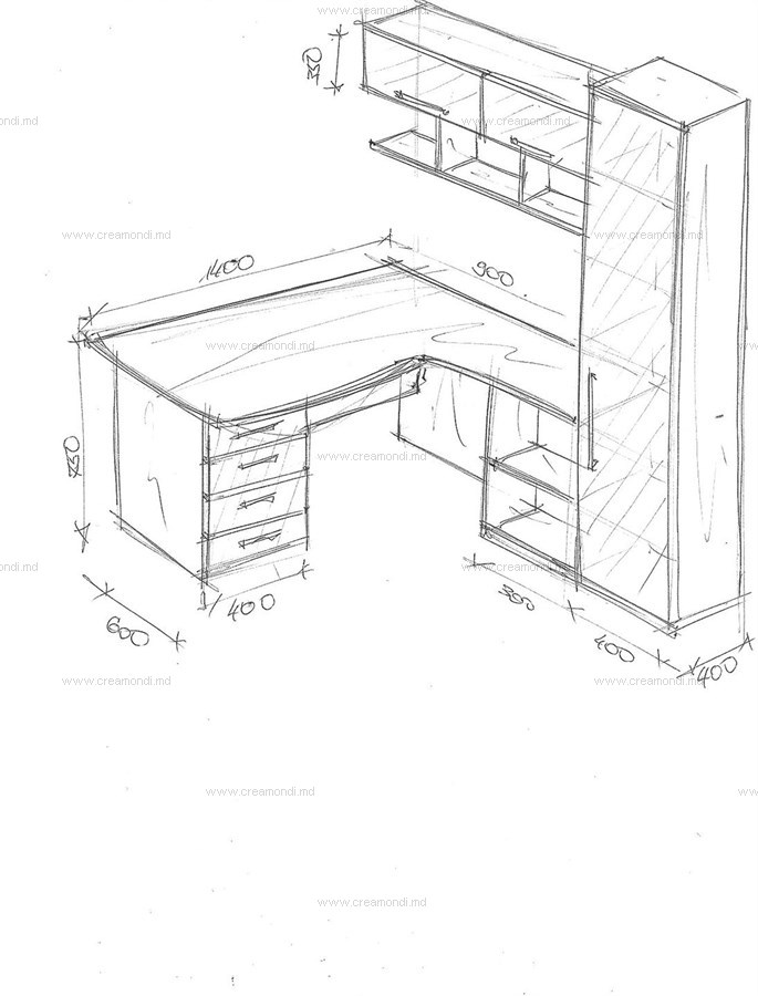 Стол компьютерный угловой эскиз