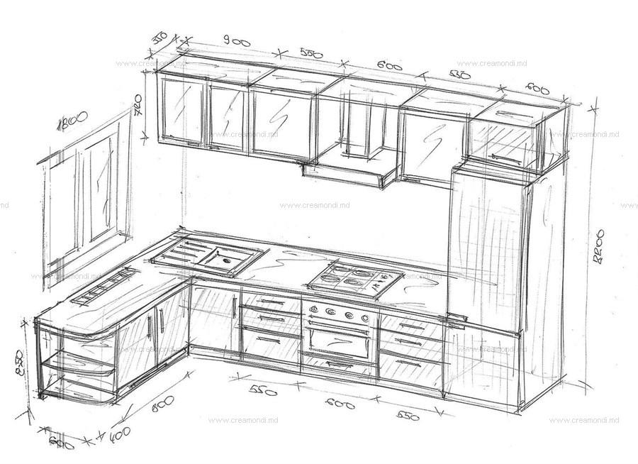 Как нарисовать проект кухни на бумаге - 86 фото