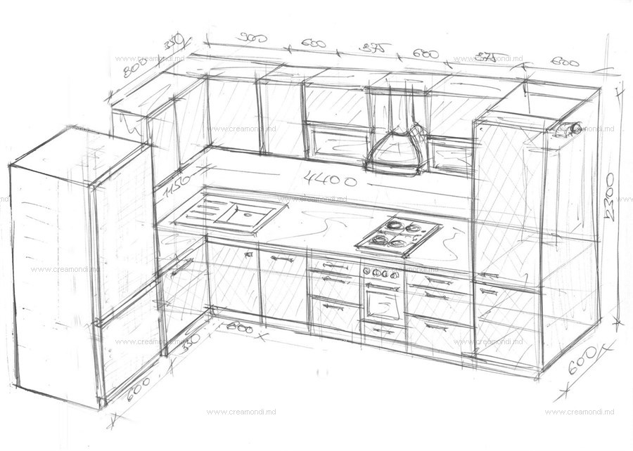 Нарисовать проект кухни самостоятельно