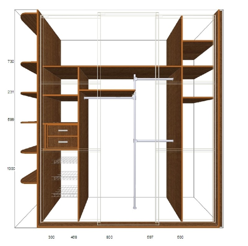 Шкаф проект внутри с размерами