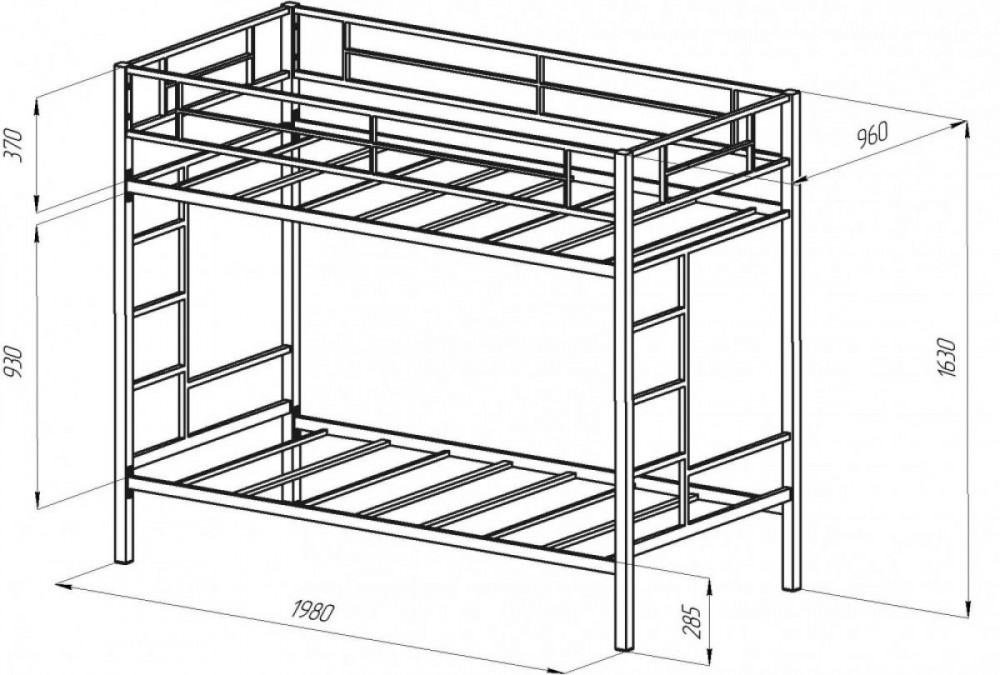 Каркас двухъярусной кровати металлический
