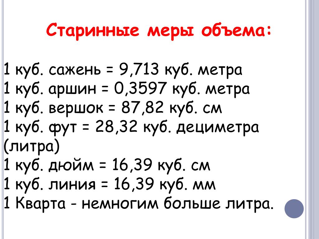 Старинные меры объема презентация