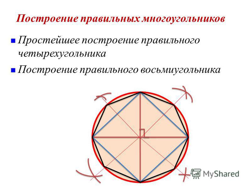 Построенный описанный. Построение правильных многоугольников восьмиугольник. Построение правильных многоугольников четырехугольник. Правильный восьмиугольник правильные многоугольники. Построение правильного четырехугольника.