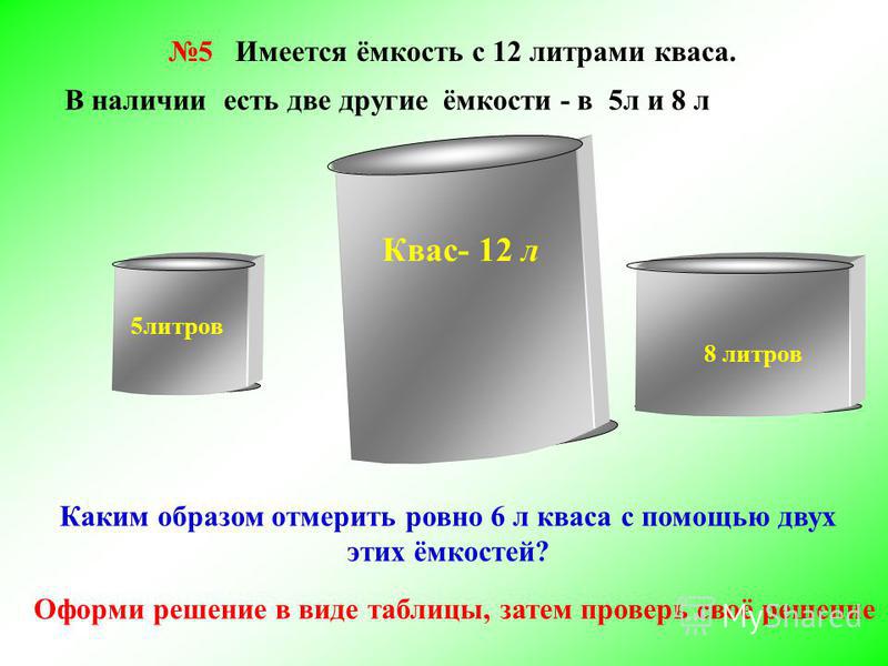 Литр образ. Две емкости 5 и 3 литра. 5л и 3л как отмерить 4л. Емкость семь литров. Как отмерить 1 5 литров.