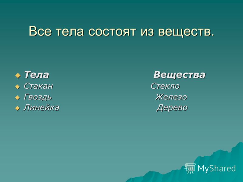 Объем тела вещества