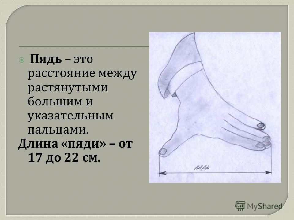 Длина пяди. Пядь. Пядь единица измерения.