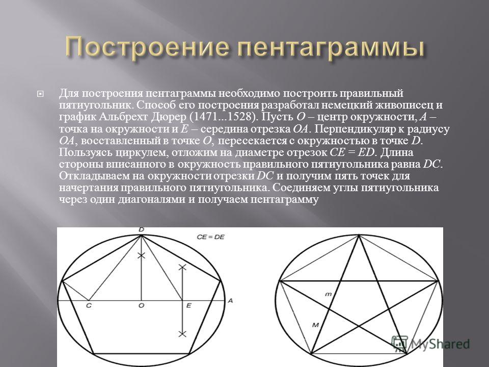 Как правильно нарисовать пятиугольник с помощью циркуля