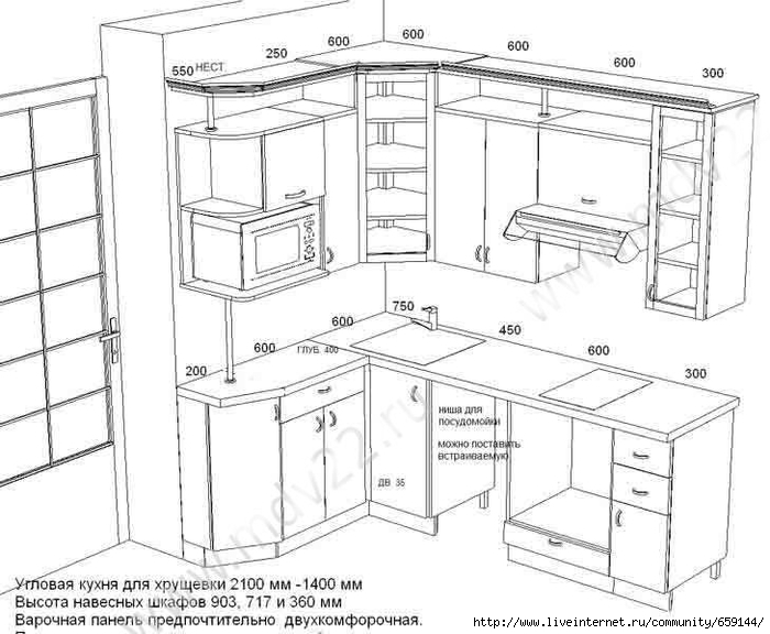 Кухонный гарнитур угловой своими руками чертежи и схемы для маленькой кухни
