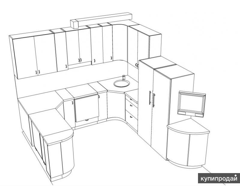 Как нарисовать угловую кухню