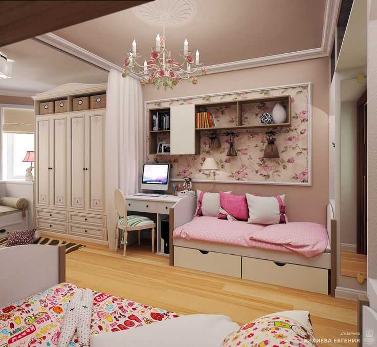 Спальня для двух девочек разного возраста: Комната для двух сестер (35 .