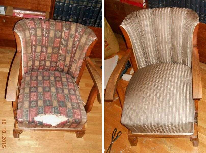 Реставрация деревянного кресла. Обивка старого кресла. Перетяжка старого кресла. Восстановление старых кресел. Советское раскладное кресло с деревянными подлокотниками.