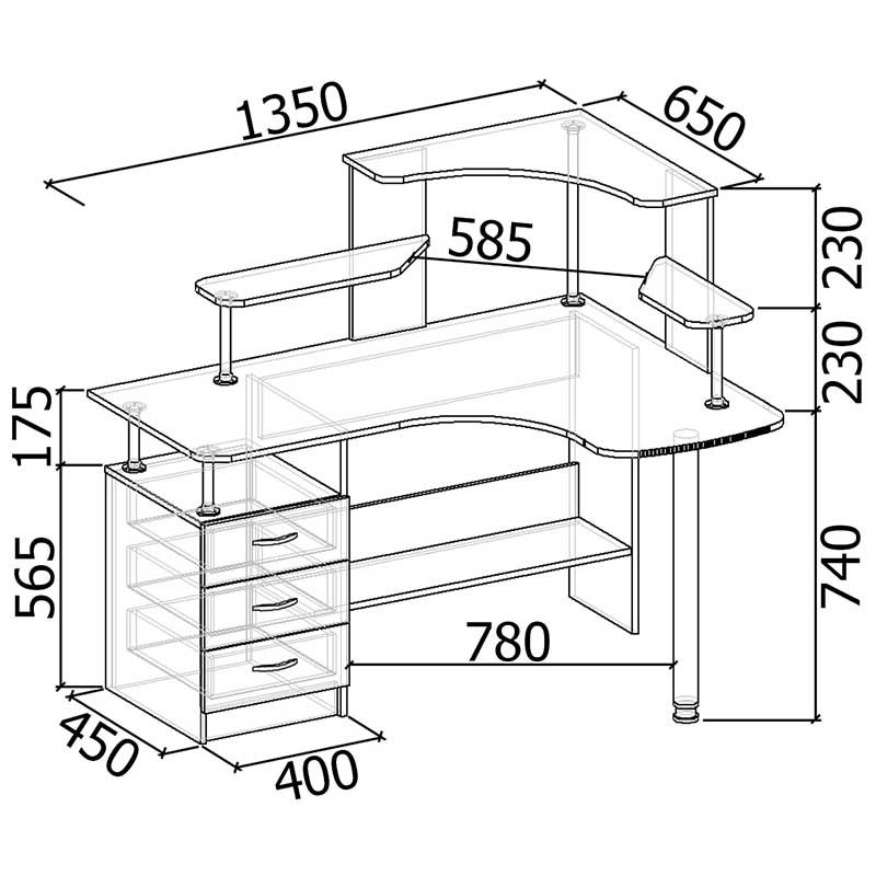 Чертежи угловых компьютерных столов с размерами фото