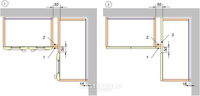 Верхний угловой шкаф для кухни чертеж