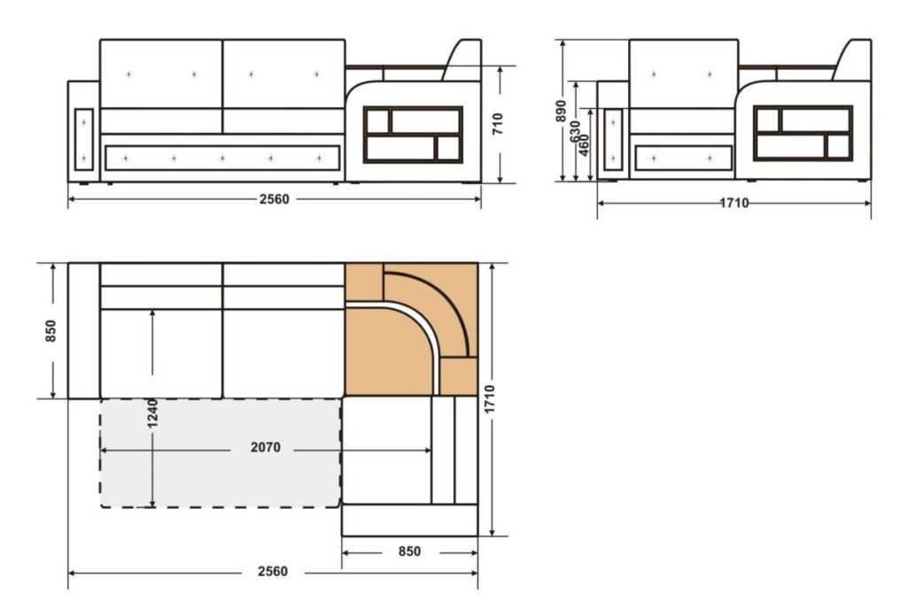 Стандартная длина углового дивана