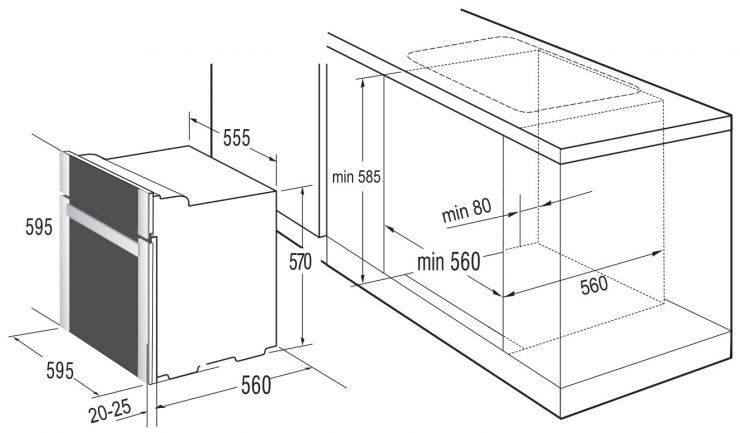 Ниша под духовой шкаф размеры встраиваемый