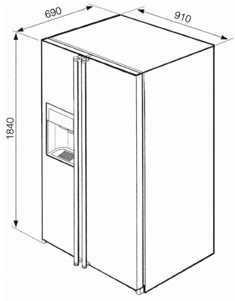 Ширина и глубина холодильника на картинке