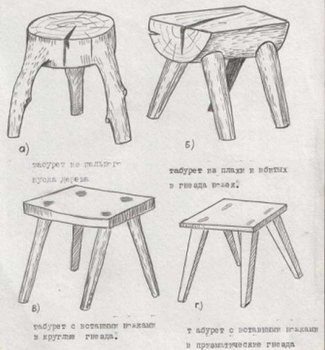 Простой табурет чертеж