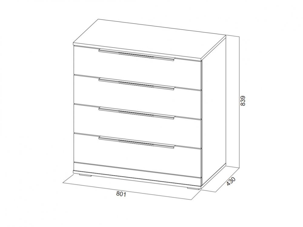 Стандартный размер комода на 4 ящика