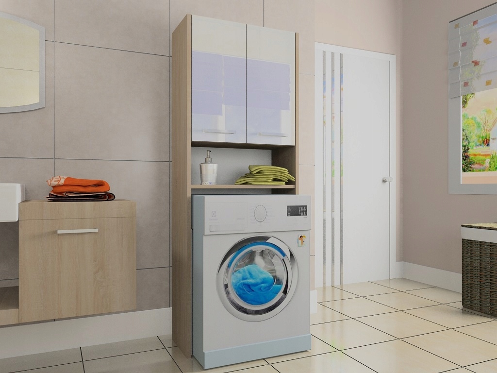 Дизайн шкафчика над стиральной машиной