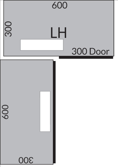 Plan a wall corner unit