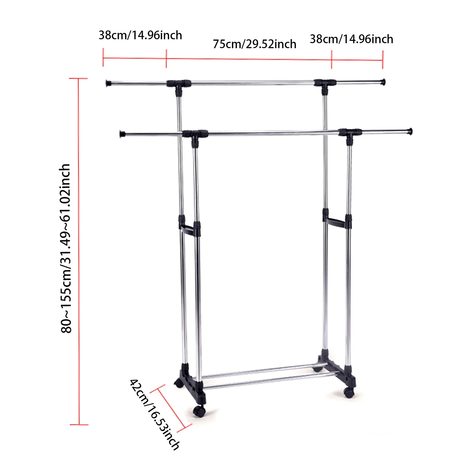 Двойная напольная передвижная стойка для одежды Double-Pole Telescopic clothes Rack