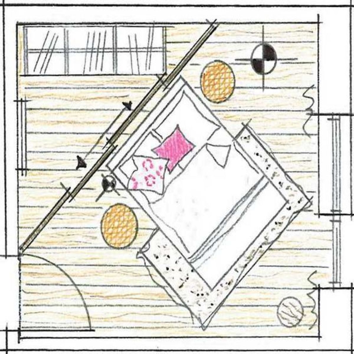 Планировка комнаты по диагонали
