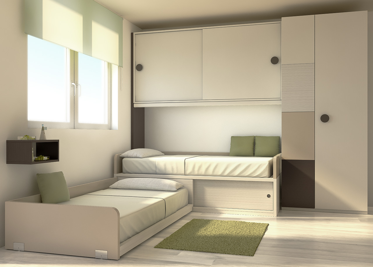 Комната с двумя кроватями и шкафом