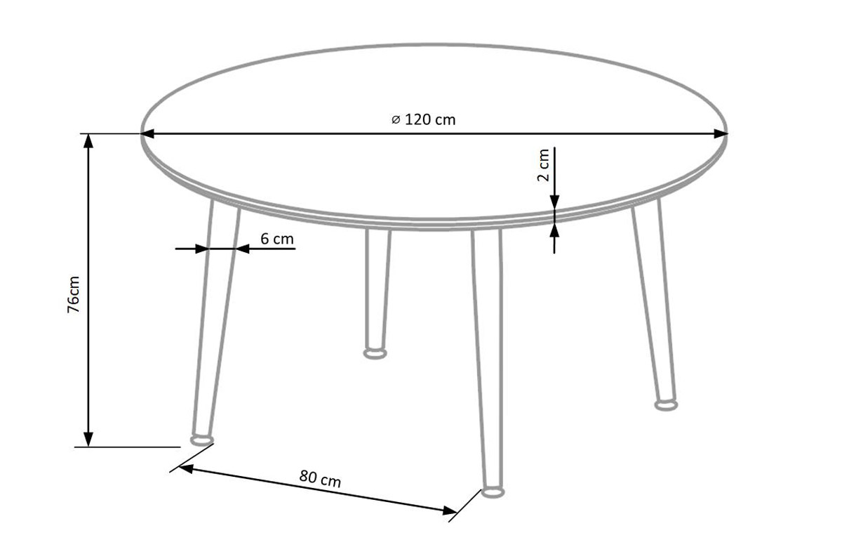 Круглый обеденный стол Размеры