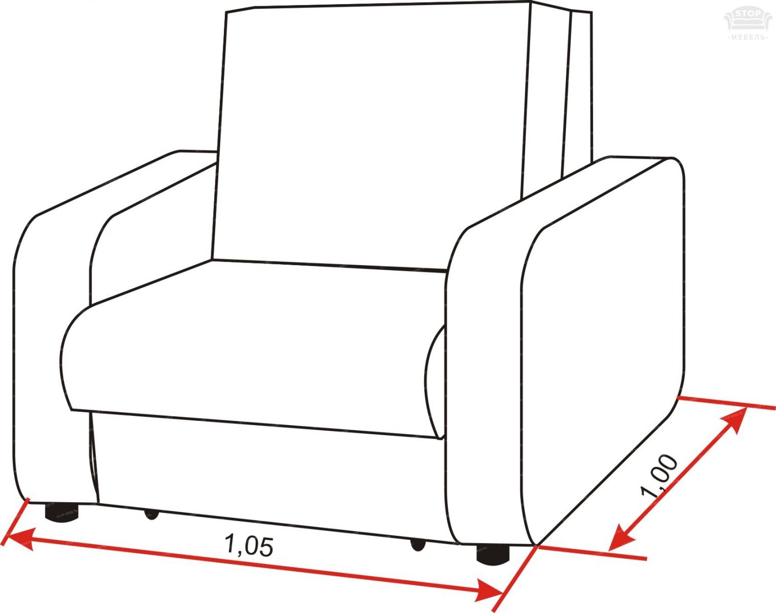 размер дивана на 2 места стандарт