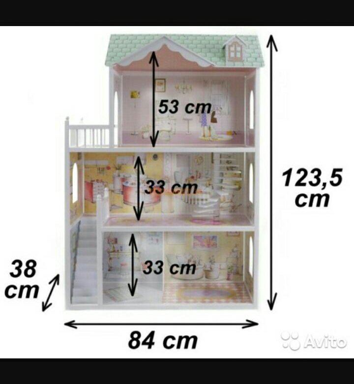 Чертеж кукольного домика из фанеры с размерами