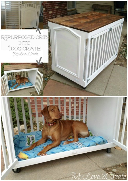 Doggie Crate - 20 Delightfully Creative and Functional Ways to Repurpose Old Cribs