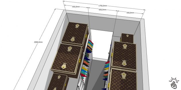 Подготовьте пространство Двухсторонняя гардеробная своими руками