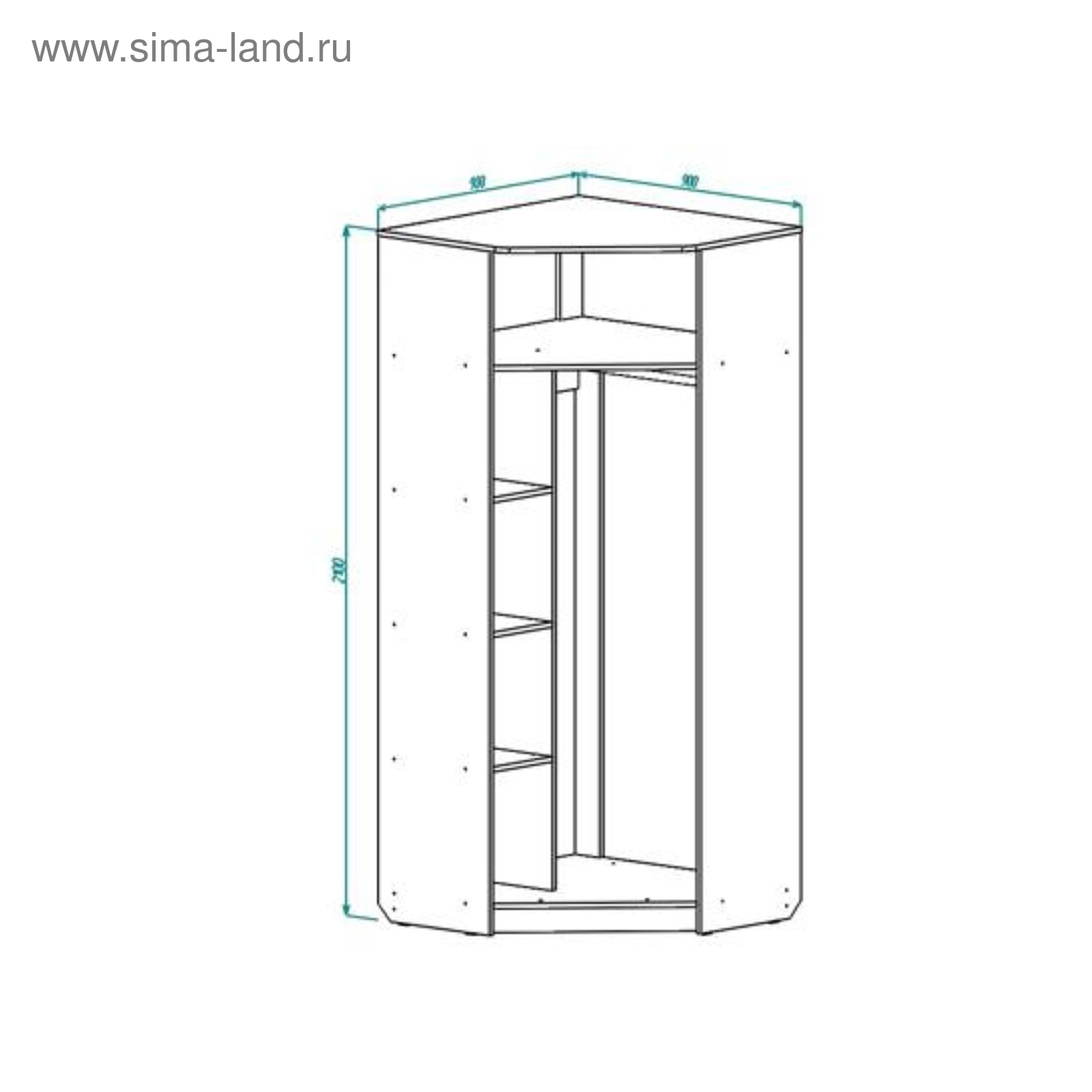 Шкаф угловой 900*900*2100 шимо светлый/темный