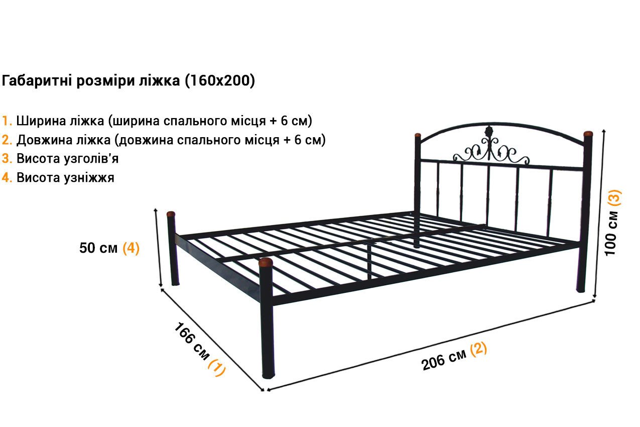 Чертеж кровати из металла