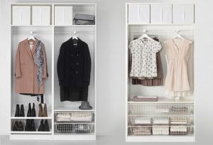 Вертикальное хранение вещей в шкафу — метод Конмари