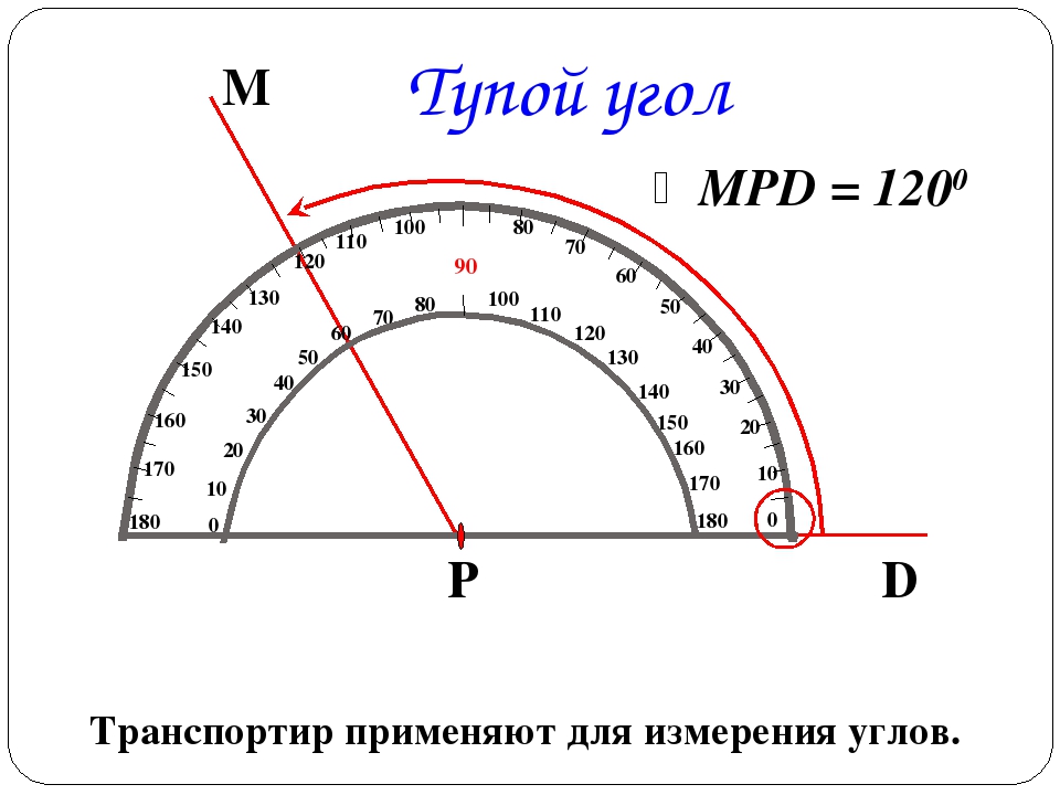 С помощью транспортира постройте угол равный