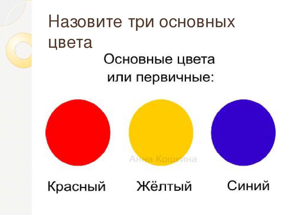 Основные три цвета синий красный желтый