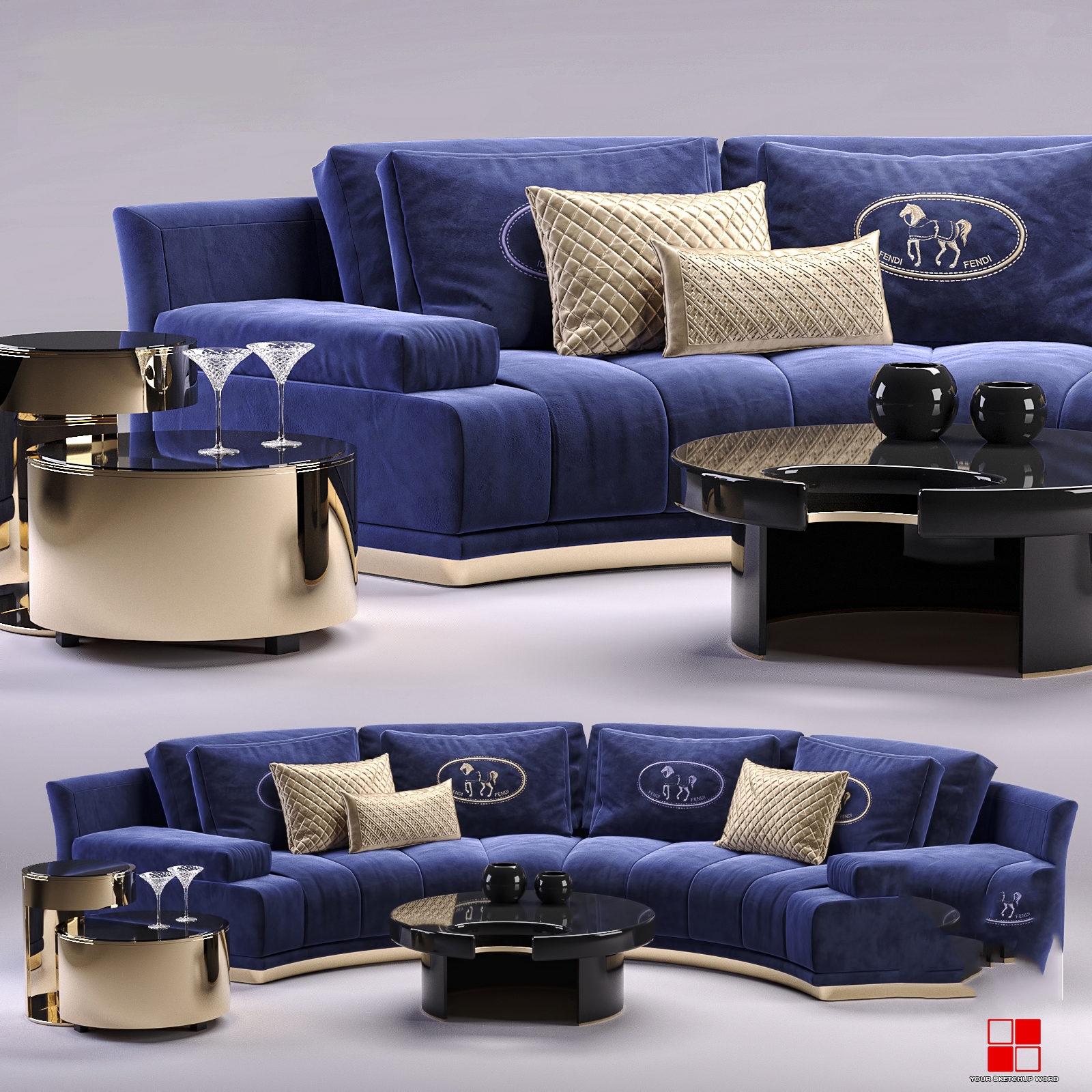 Диван Artu Round Sectional Fendi casa