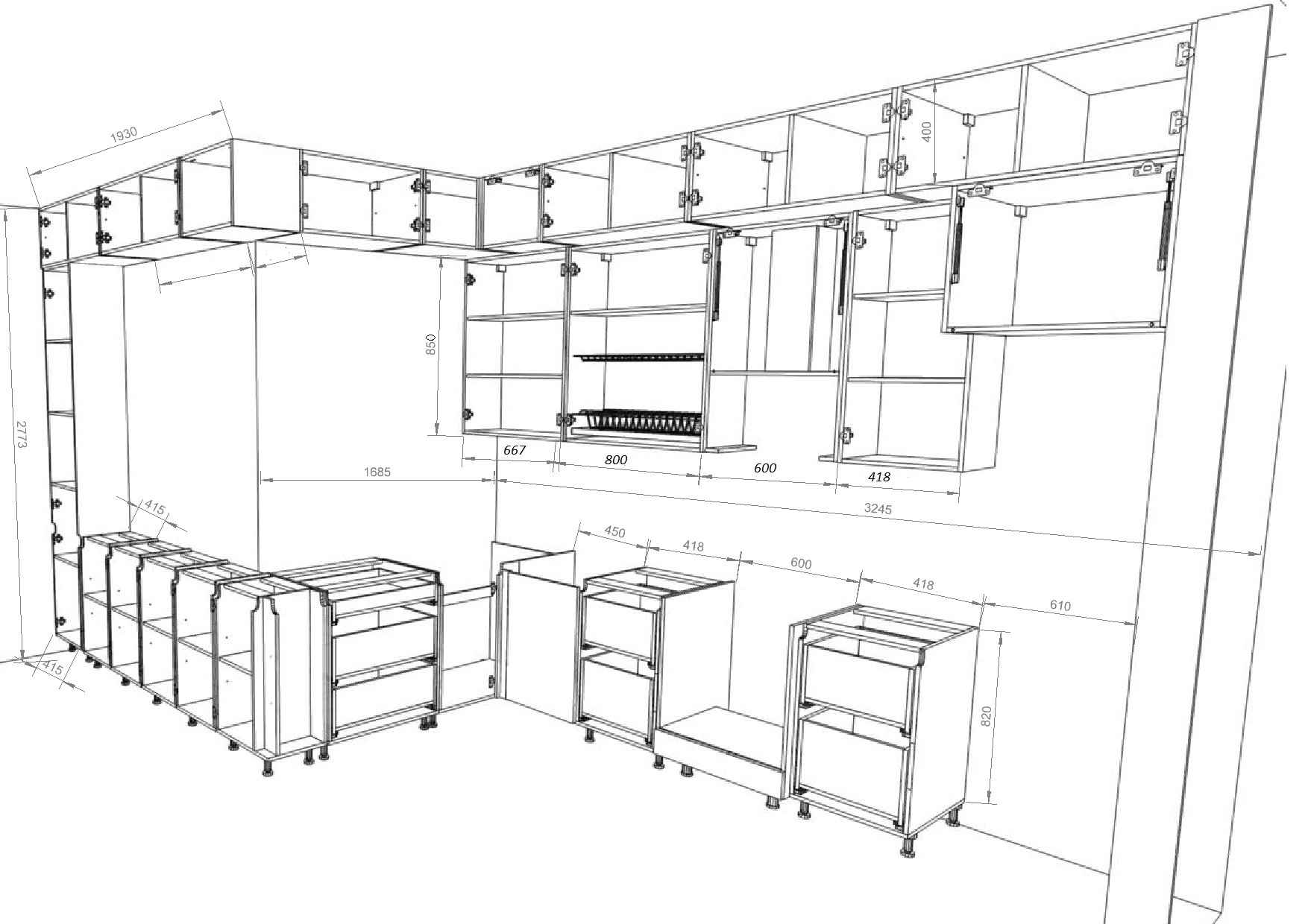 Высота столов и шкафов на кухне