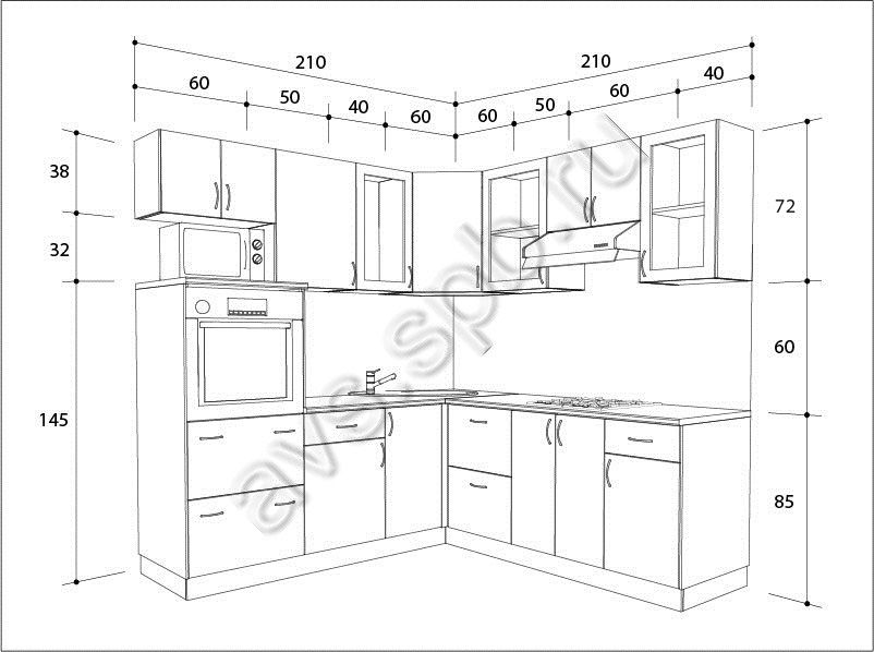 Чертежи угловой кухни с размерами деталировка