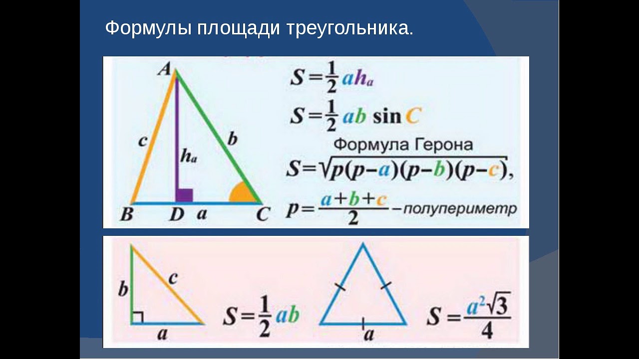 Размеры треугольника. Площадь треугольника формула 9 кл. Формулы площади треугольника 9 класс. Формулы для нахождения площади треугольника 9 класс. Формулы площадей треугольников всех видов.