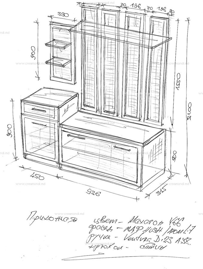 Эскиз мебели с размерами