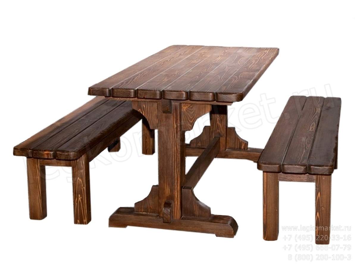 комплект деревянной мебели для дачи стол с лавками