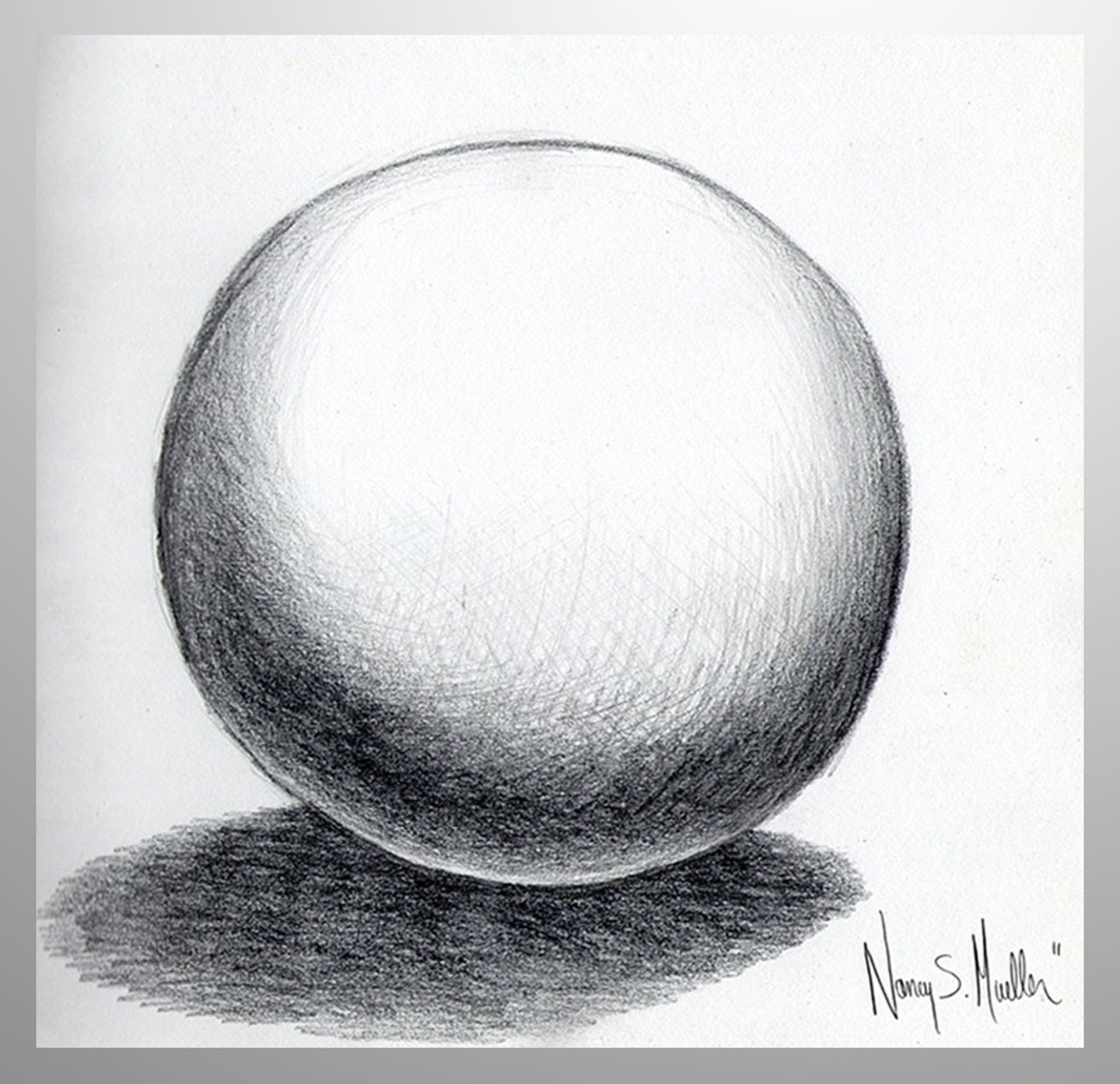 Рисунок шара карандашом с тенью