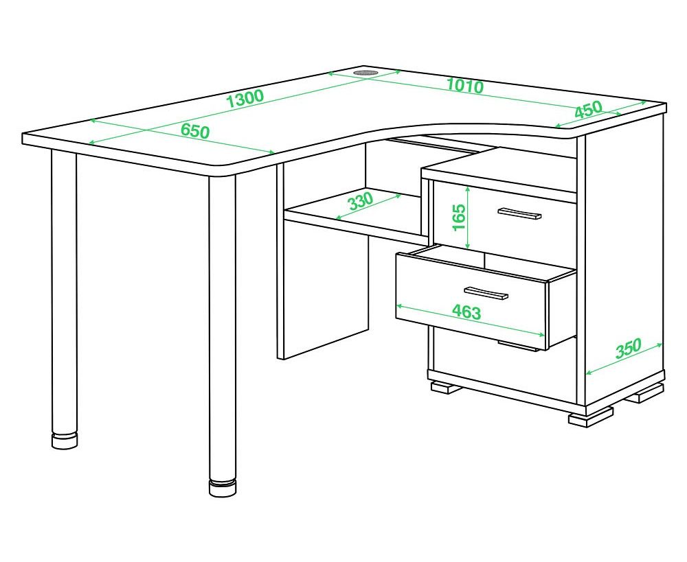 Габариты углового компьютерного стола