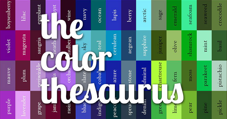 Cool Color Thesaurus! 240 Colors & Names on an Infographic 